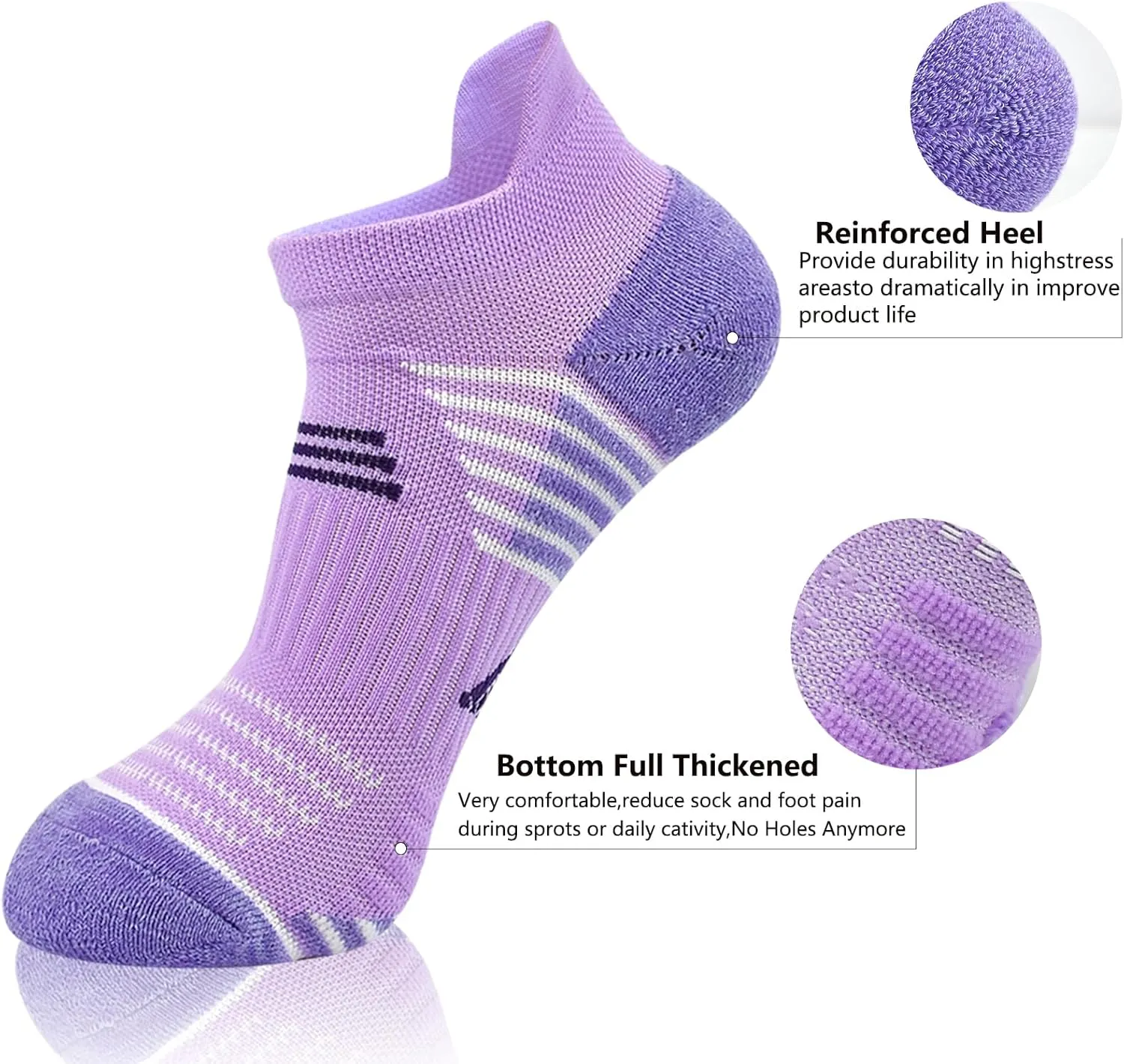 J.WMEET Womens Ankle Socks Athletic Cushioned Breathable Performance Sport Tab Cotton Quarter Women's Running Socks 6 Pack