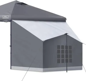 KAMPKEEPER Side Tent,Camping Tent for 10' x 10' Pop Up Canopy, Easy Set Up Gazebo,Compatible with 10' Wide Canopy Tents（Grey）