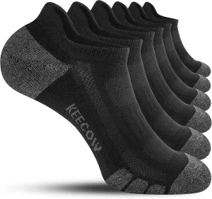 KEECOW Ankle Athletic Running Cushioned Socks for Men & Women No Show Low Cut Sports Cotton Tab Socks 6 Pairs