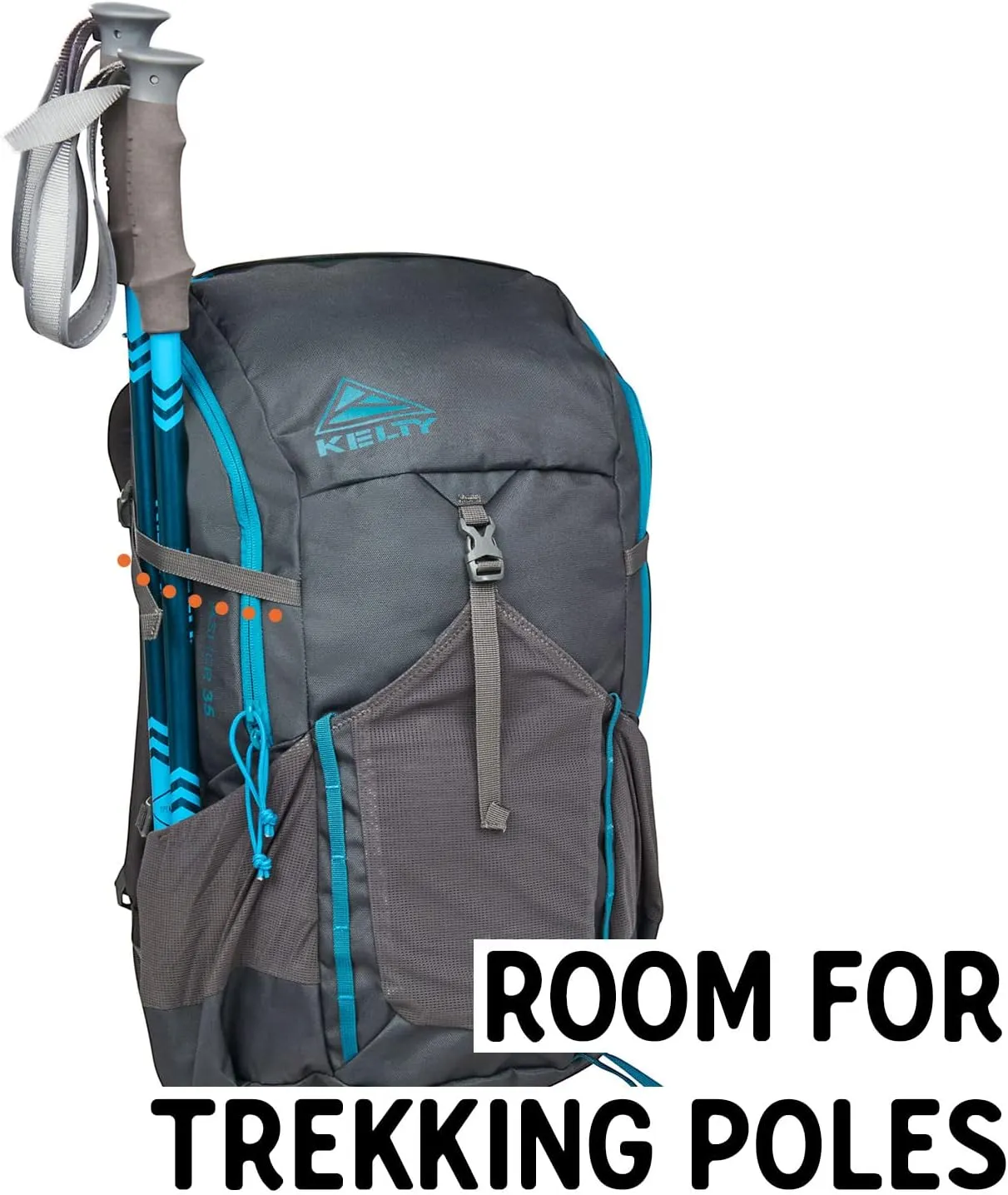 Kelty Asher Day Hiking Pack, 18-85 Liter Capacity, Hiking, Backpacking, Travel Pack, Internal Frame 2023 Model (35L Winter Moss)