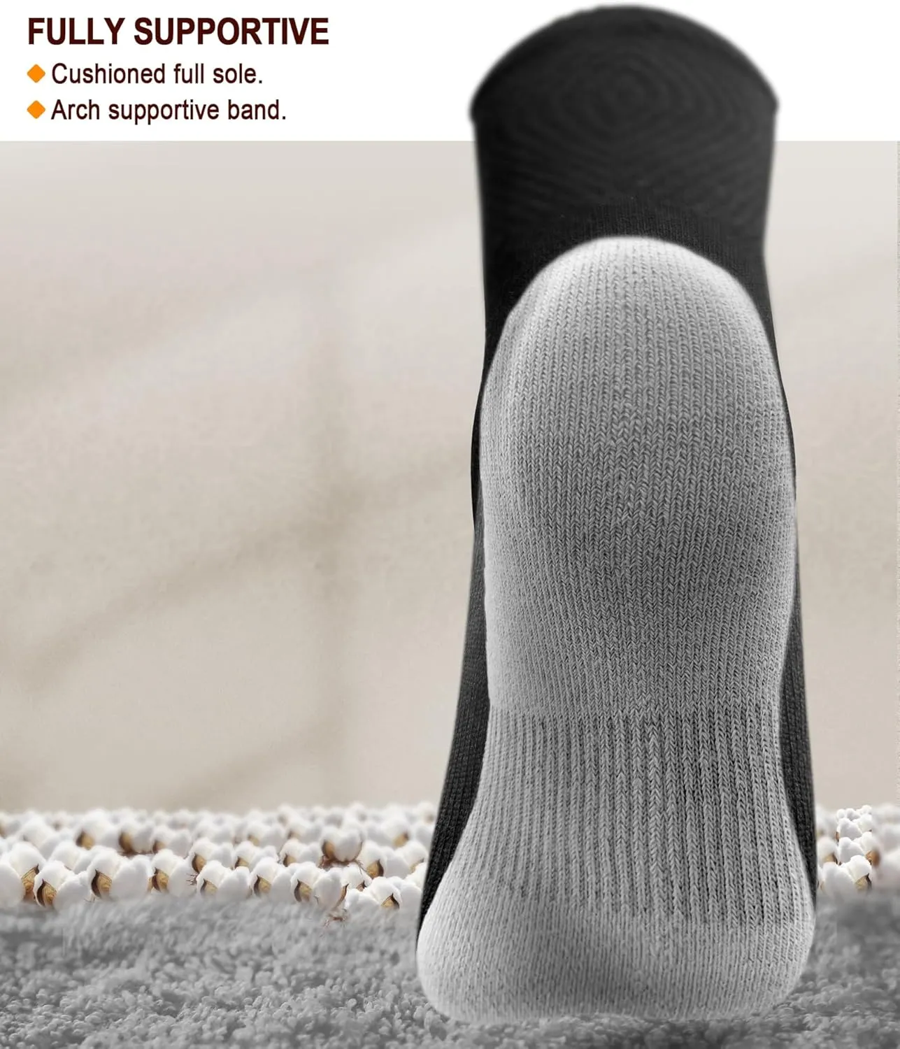 KEMISANT Men Socks, Athletic Crew Socks Compression for Men Sports Running Cushioned Footbed Arch Support