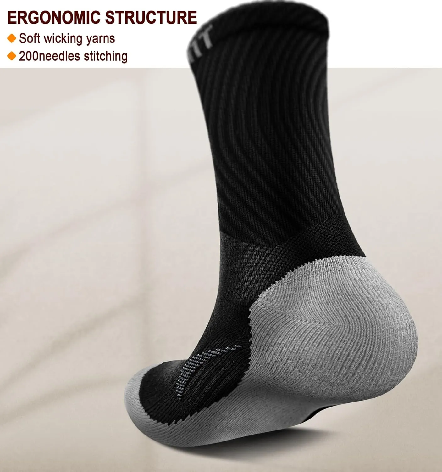 KEMISANT Men Socks, Athletic Crew Socks Compression for Men Sports Running Cushioned Footbed Arch Support
