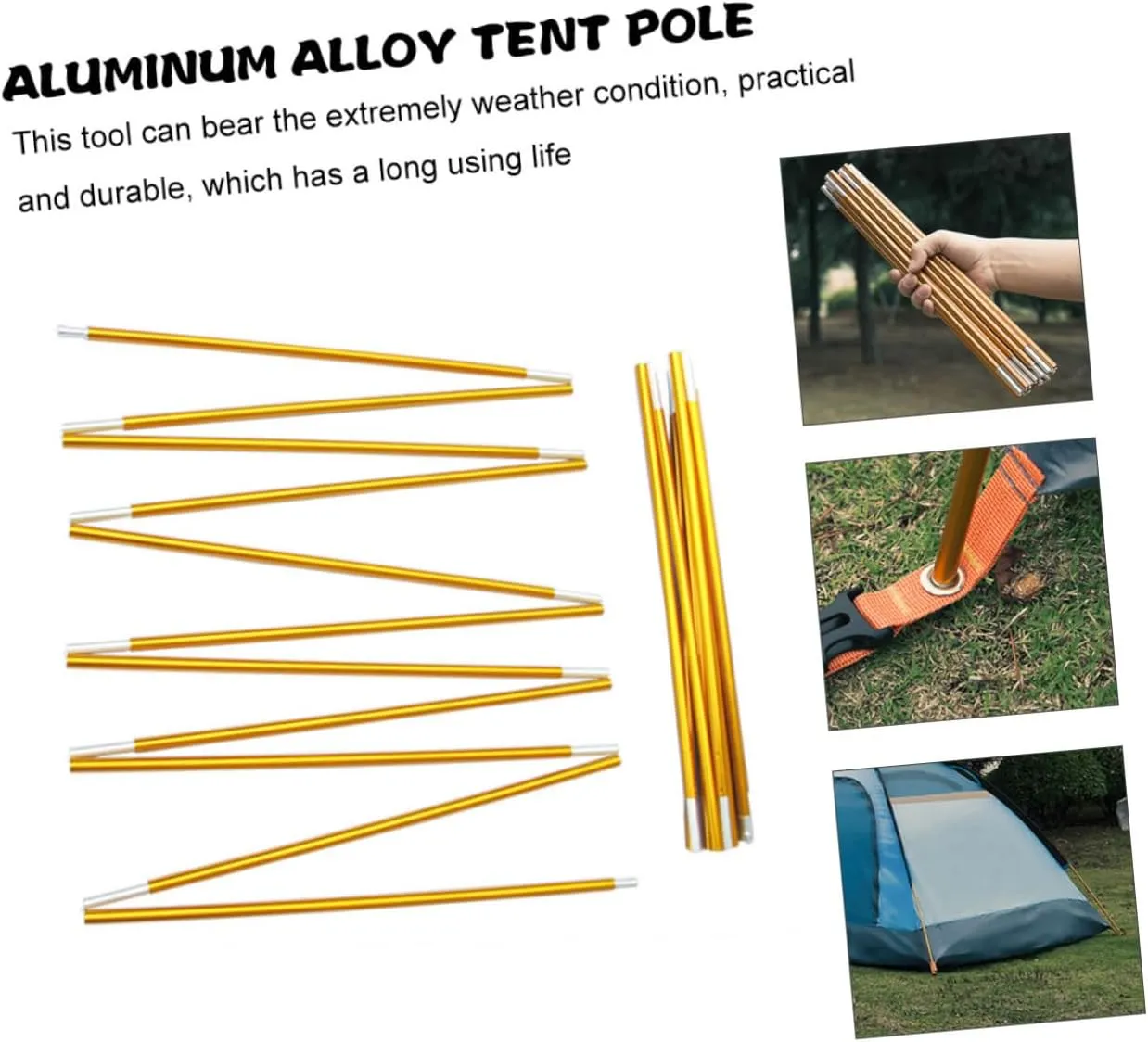 KESYOO Tent Poles Camping Lightweight Elastic Canopy Foldable Support Outdoor Portable Hiking Stake Anti-Over