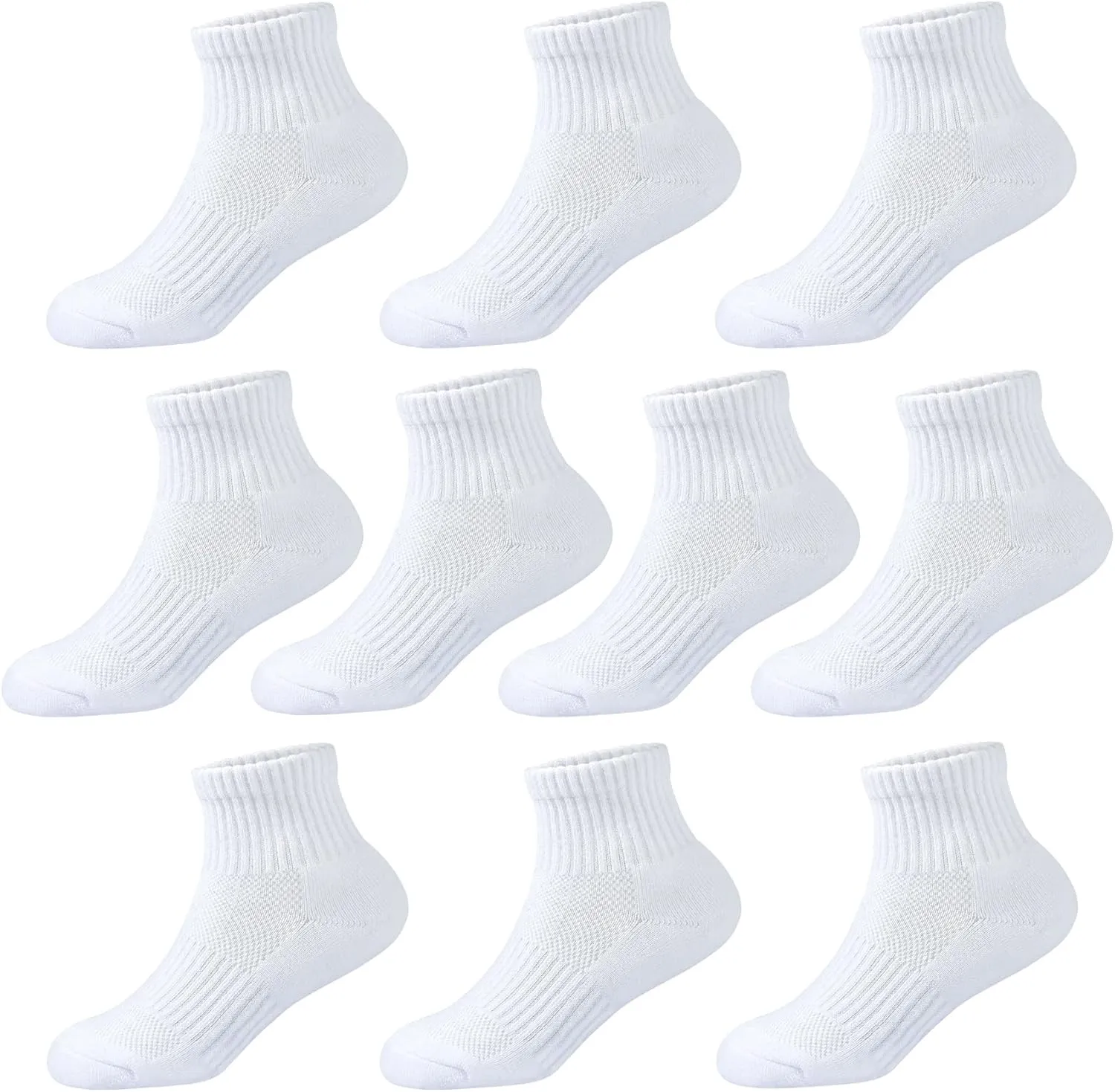 Kids Ankle Socks Boys Cushioned Athletic Short Socks Girls Cotton Quarter Socks Children Youth Women 10 Pairs