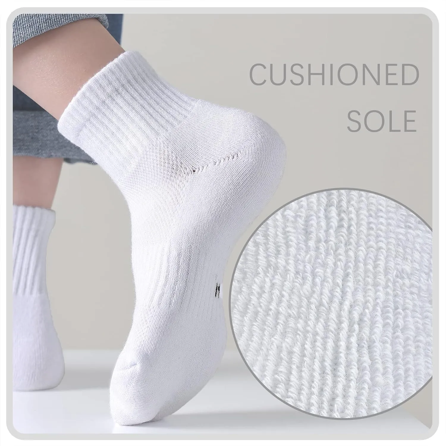 Kids Ankle Socks Boys Cushioned Athletic Short Socks Girls Cotton Quarter Socks Children Youth Women 10 Pairs
