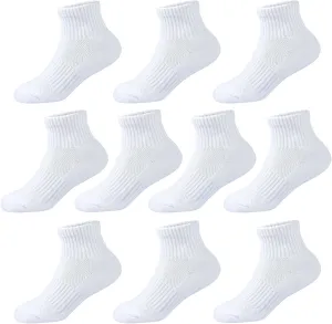 Kids Ankle Socks Boys Cushioned Athletic Short Socks Girls Cotton Quarter Socks Children Youth Women 10 Pairs