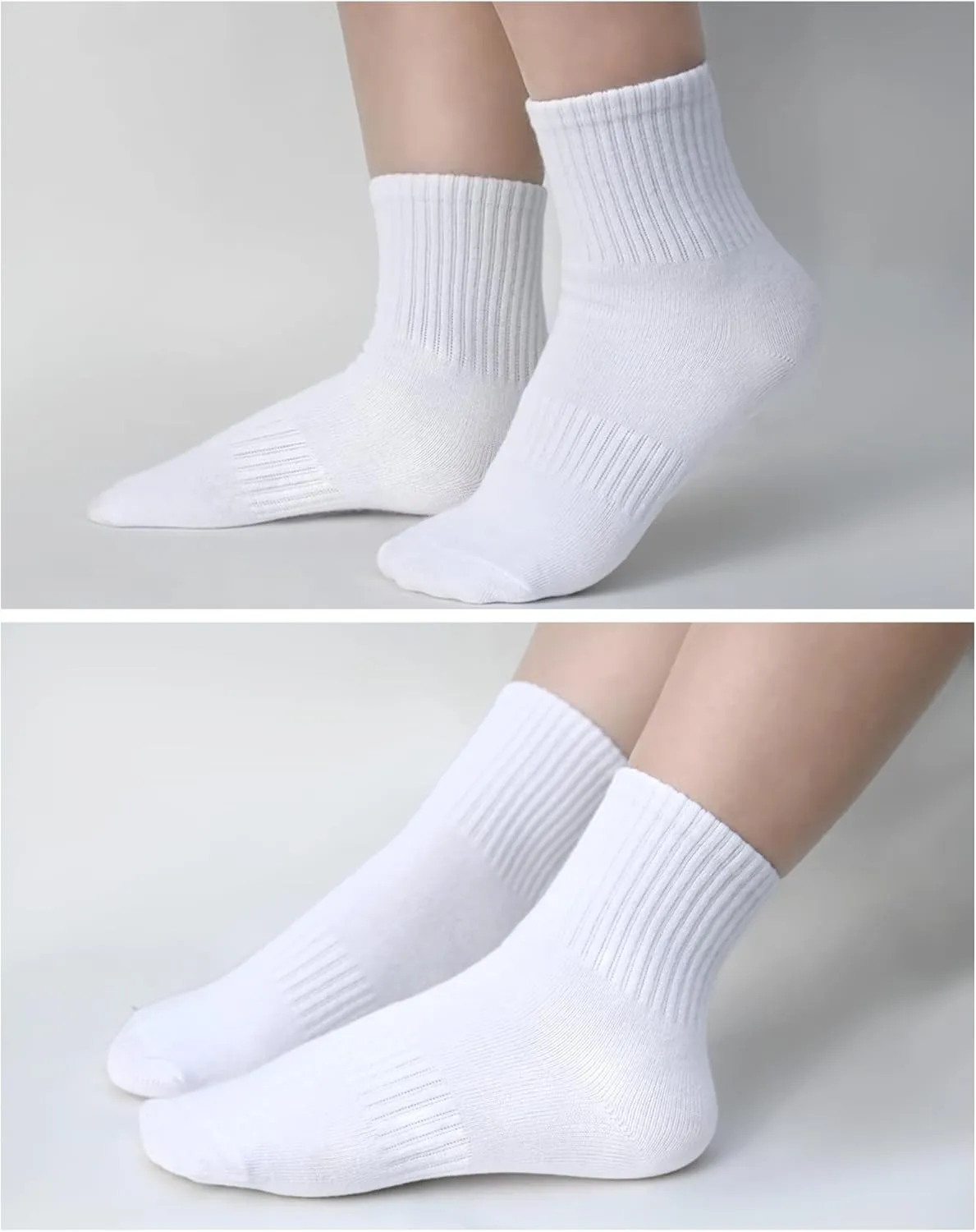 Kids Athletic Crew Socks Seamless Girls Cotton Half Cushioned Quarter Sock for Boys 6 Pairs