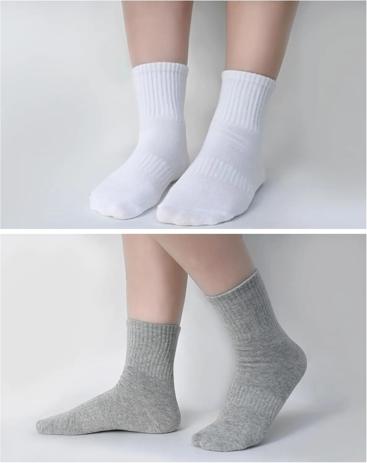 Kids Athletic Crew Socks Seamless Girls Cotton Half Cushioned Quarter Sock for Boys 6 Pairs