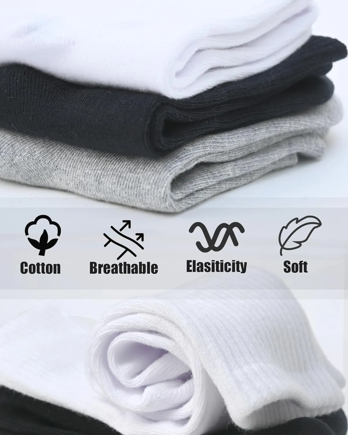 Kids Athletic Crew Socks Seamless Girls Cotton Half Cushioned Quarter Sock for Boys 6 Pairs