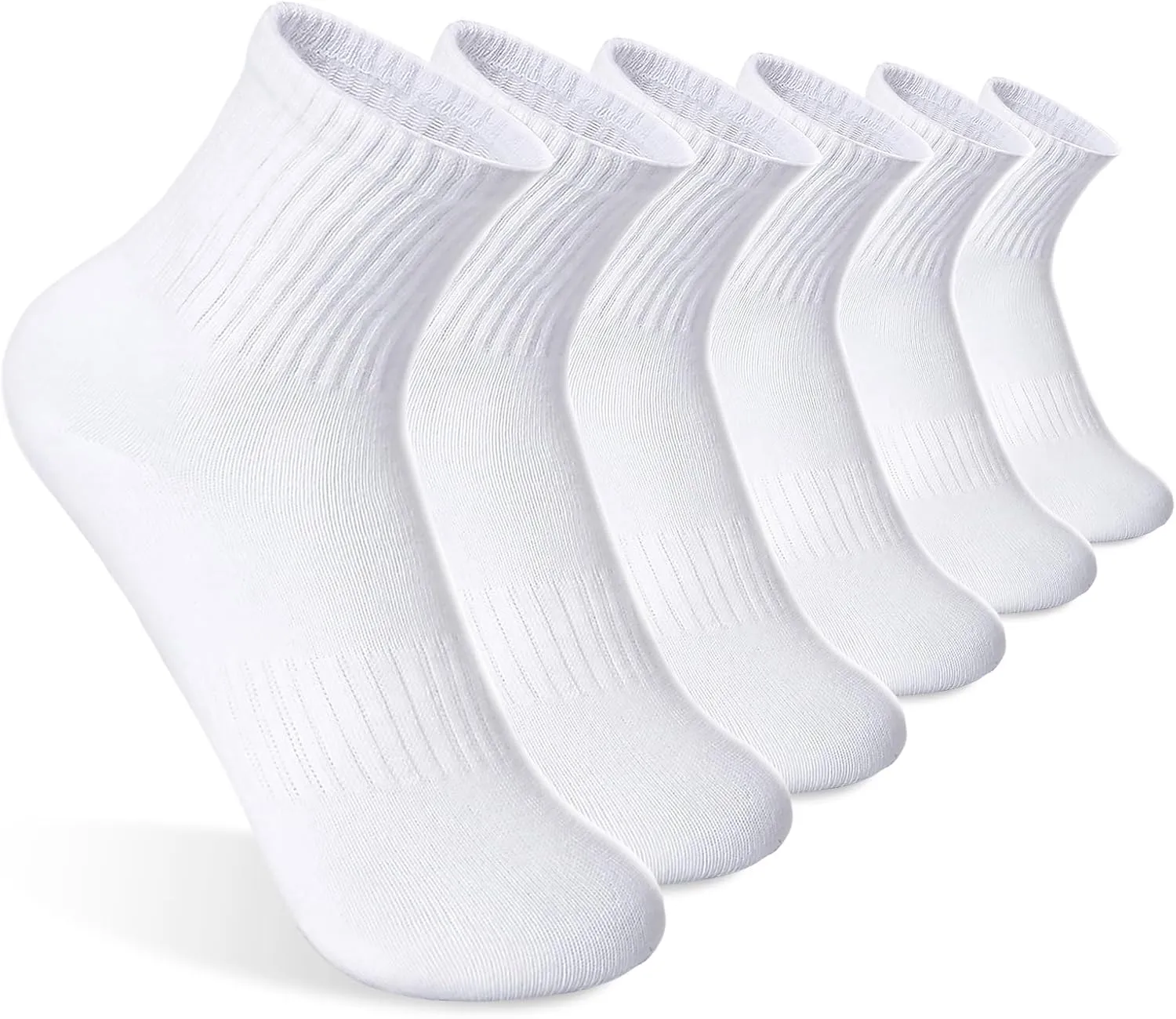 Kids Athletic Crew Socks Seamless Girls Cotton Half Cushioned Quarter Sock for Boys 6 Pairs