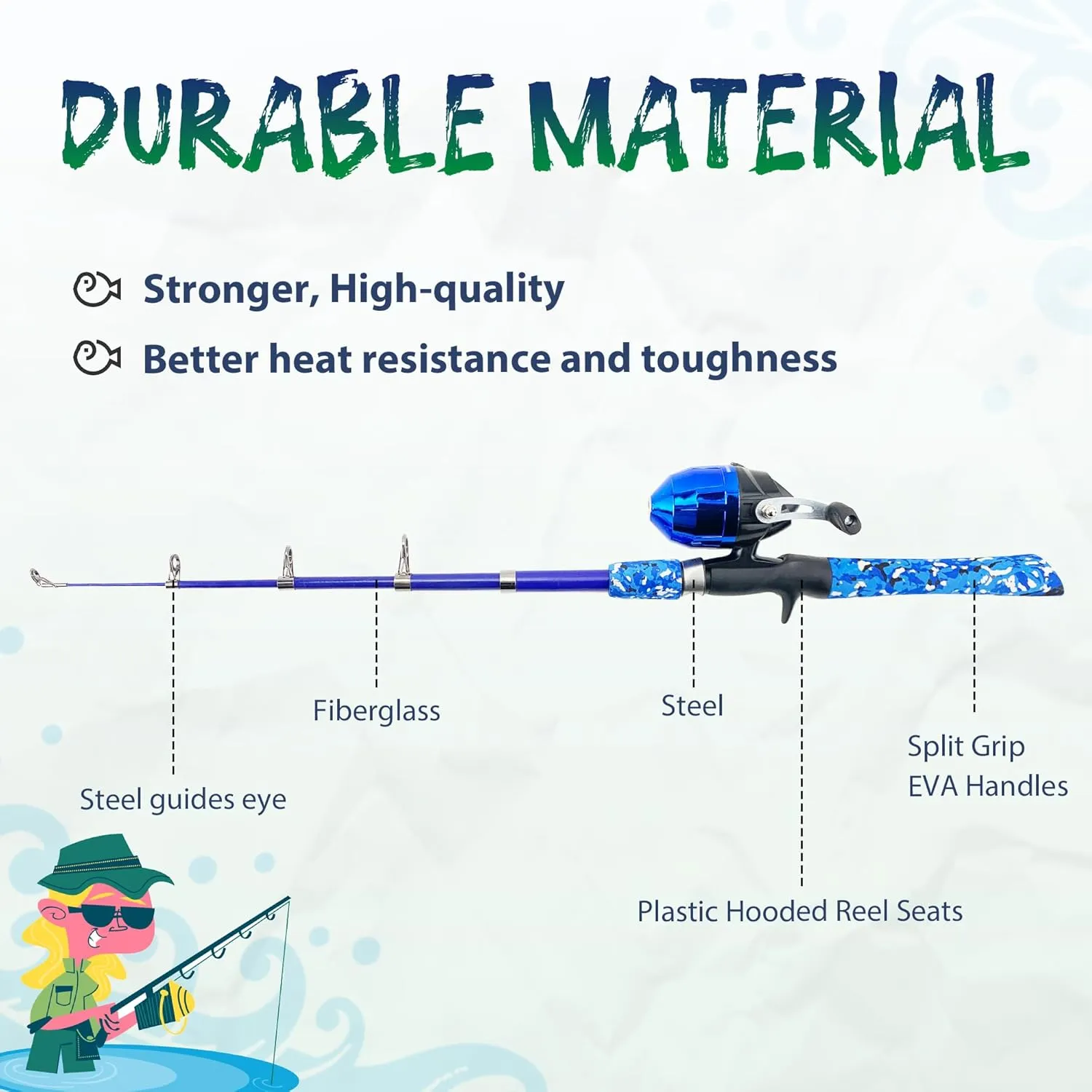 Kids Fishing Pole, Portable Telescopic Kids Fishing Poles for Boys and Girls, Fishing Rod and Reel Combo Kit with Tackle Box, and Fishing Net, Best Fishing Pole for Toddler Youth