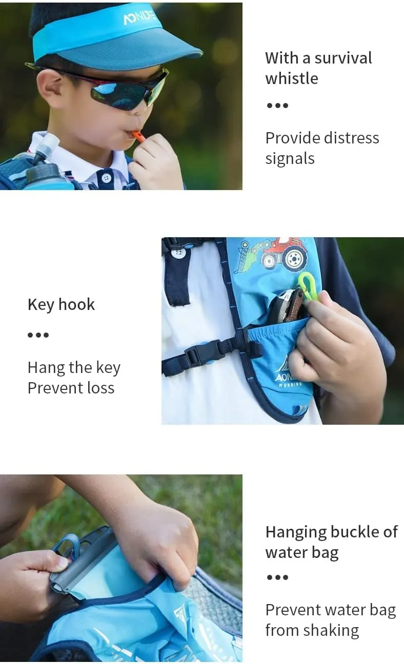 Kids Hydration Backpack with 250mL Water Bladder Lightweight Hydration Pack Vest for Hiking Camping Cycling Running
