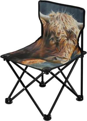 Kigai Folding Camping Chair Heavy Duty Chair Ultralight Compact Portable Beach Chair for Outdoor Camp, Hiking, Travel, Beach, Sporting Event and Picnic, Highland Cow