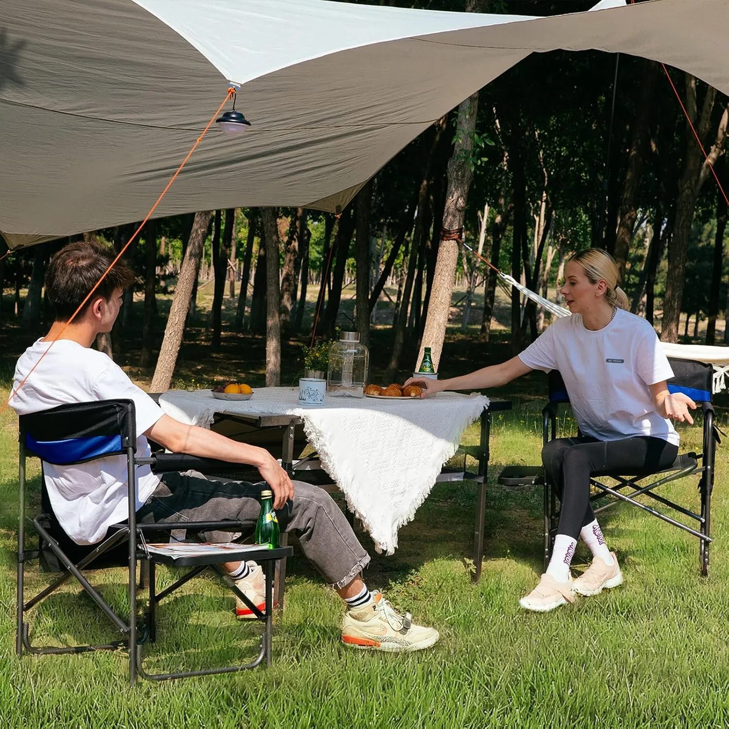 KingCamp 2-Pack Directors Camping Chair with Padded Folding Portable Seats, Blue