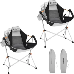 KingCamp Hammock Camping Chair, Swinging Portable Folding Camp Chairs for Adults 400lbs Heavy Duty Foldable Oversized Rocker with Aluminum Alloy Frame Cup Holder Pillow for Outdoor Beach Patio Sport