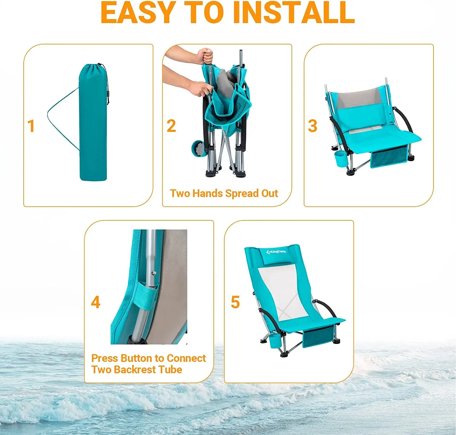 KingCamp Highback Beach Chair Set of 2