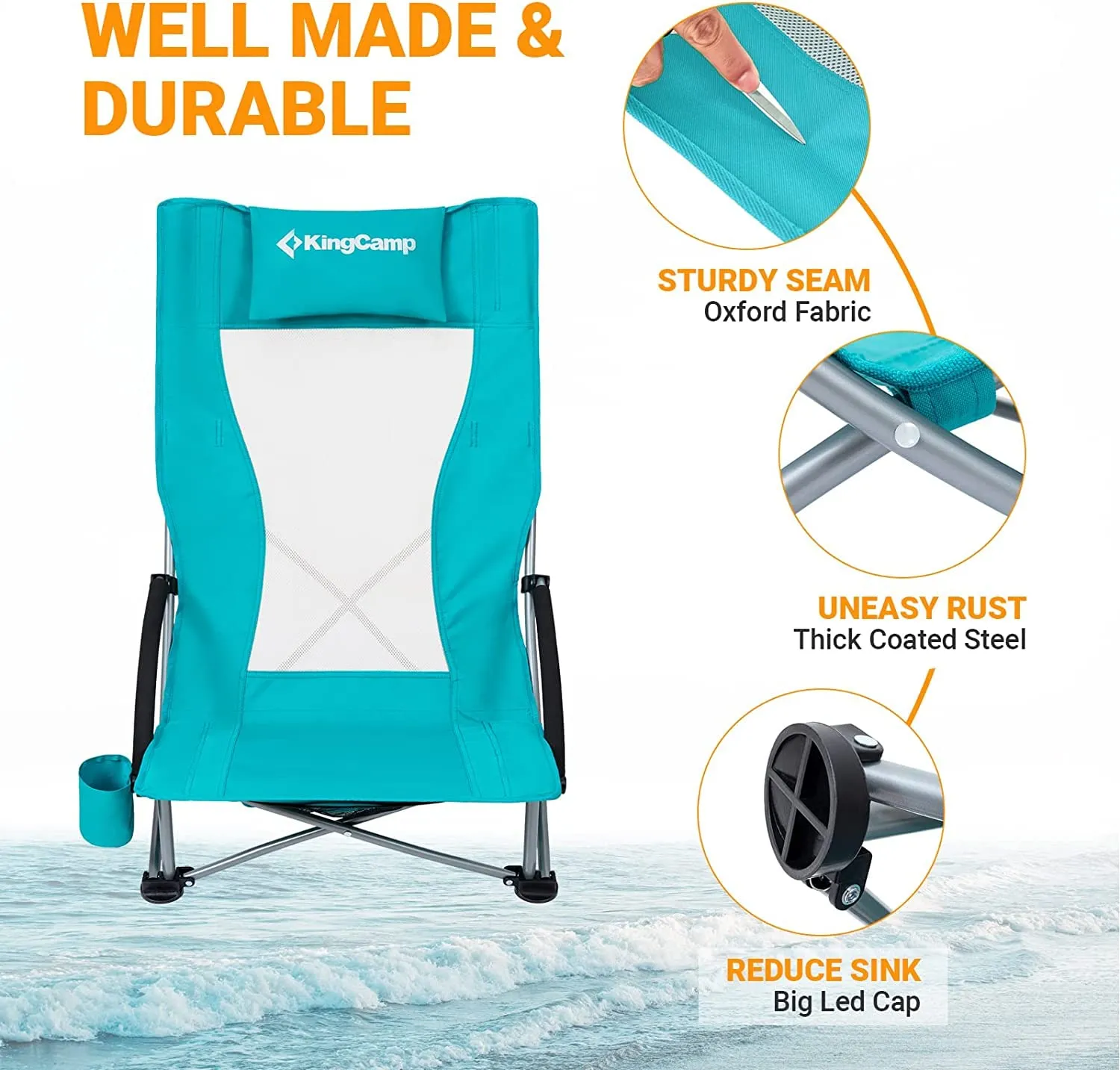 KingCamp Highback Beach Chair Set of 2