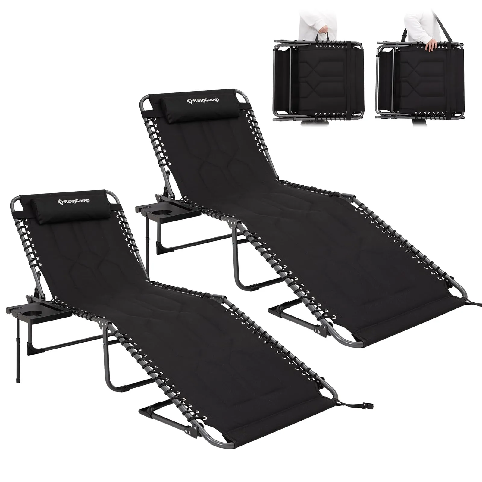 KingCamp Oversize Padded Folding Chaise Lounge Chair Set of 2