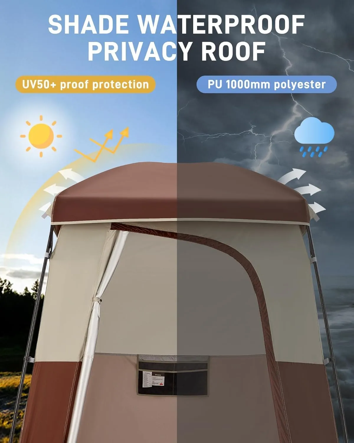 KingCamp Shower Tent, Portable Privacy Tent Outdoor Camping 1/2 Room Toilet Tents with Shower Bag & Dressing Room for Travel Beach Tailgate