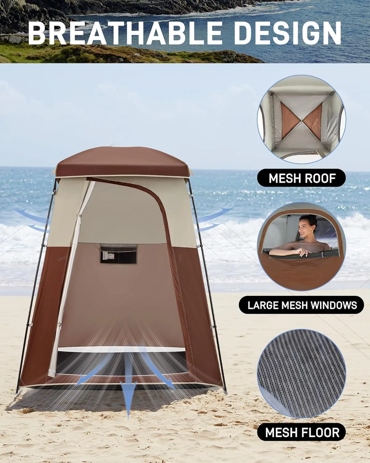 KingCamp Shower Tent, Portable Privacy Tent Outdoor Camping 1/2 Room Toilet Tents with Shower Bag & Dressing Room for Travel Beach Tailgate