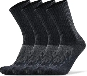KitNSox 1/4 Pack Men's Women's Merino Wool Hiking Running Socks Crew Warm Thick Cushioned Outdoor Walking Sport Athletic Sock