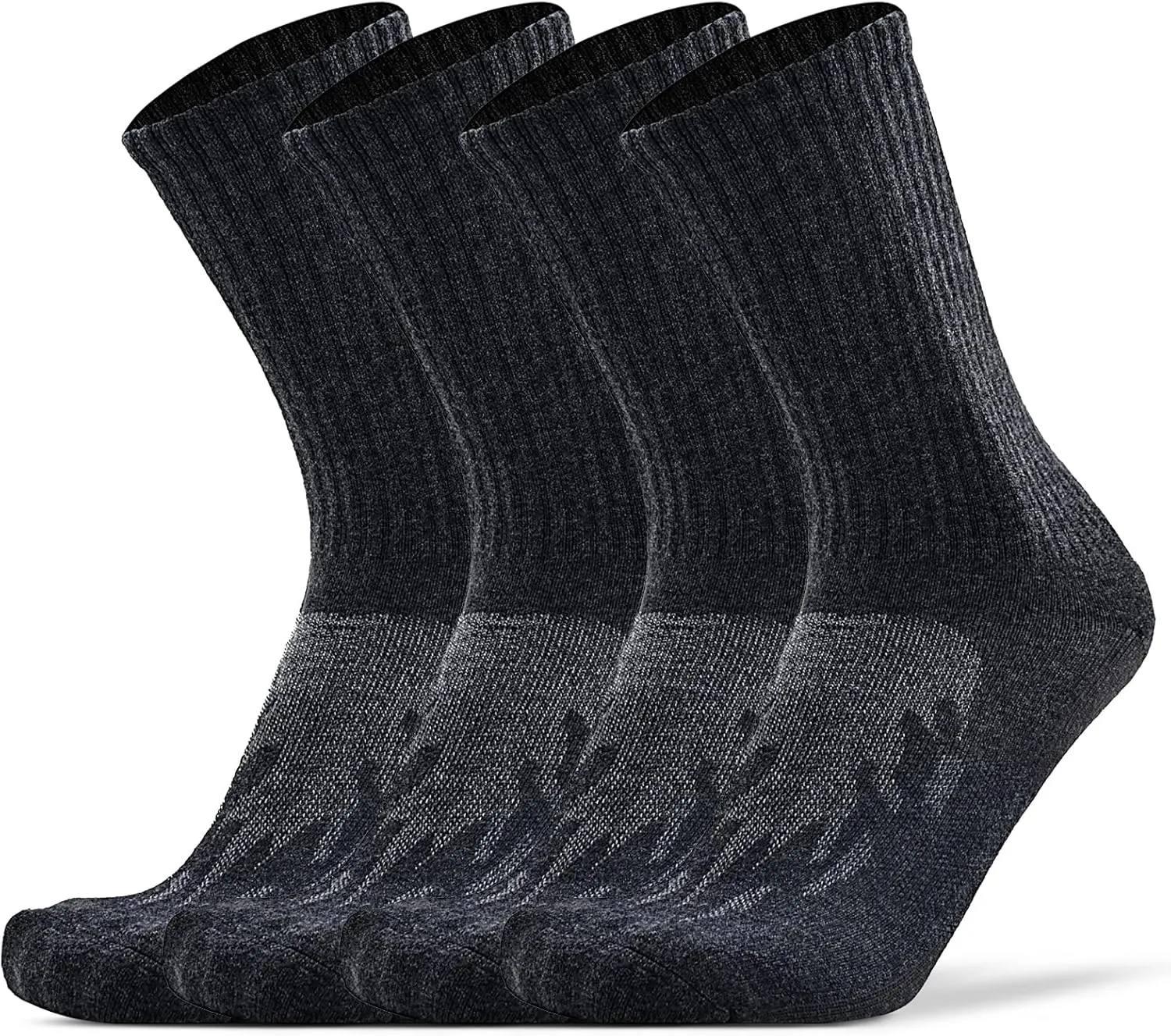 KitNSox 1/4 Pack Men's Women's Merino Wool Hiking Running Socks Crew Warm Thick Cushioned Outdoor Walking Sport Athletic Sock