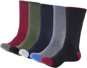 KONY Men's 5 Pairs Thick Cushion Hiking Walking Socks, Wicking Outdoor Sports Crew Socks
