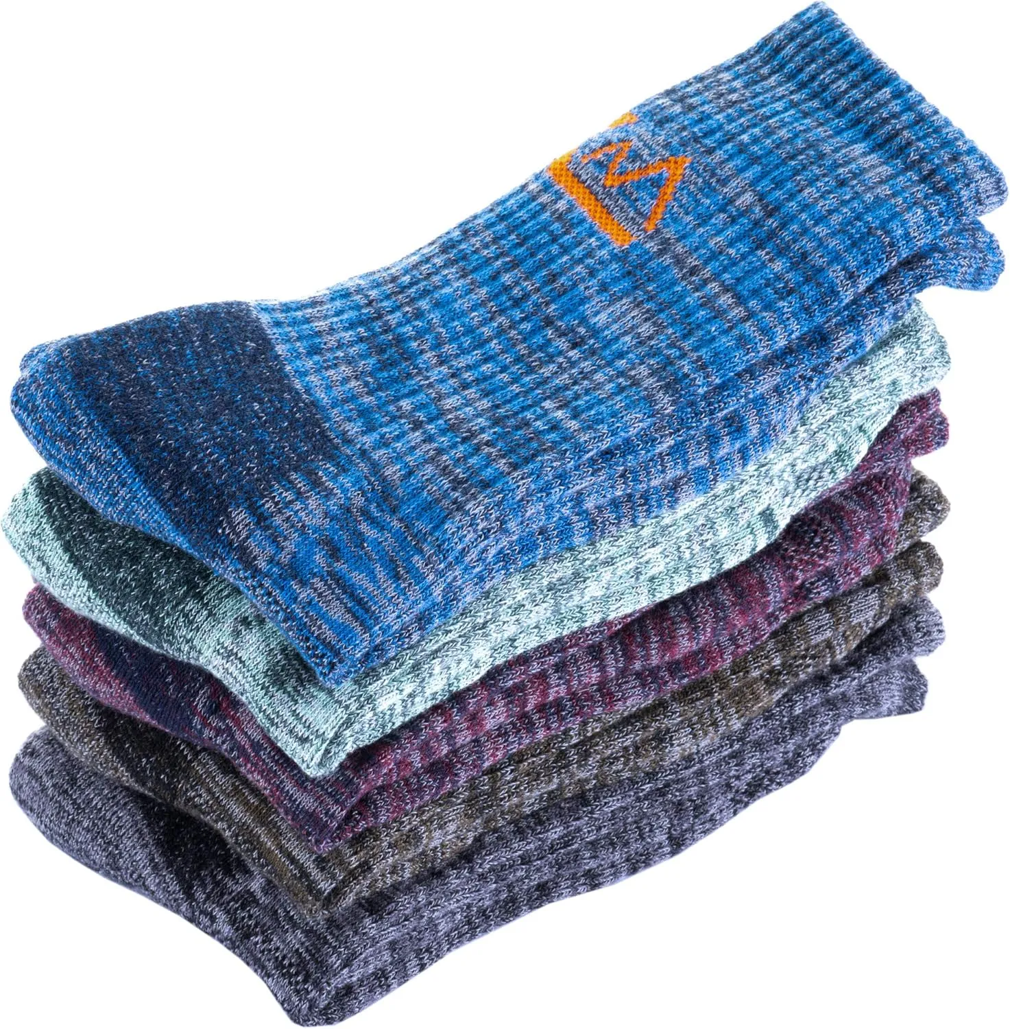 KONY Men's 5 Pairs Thick Cushion Hiking Walking Socks, Wicking Outdoor Sports Crew Socks