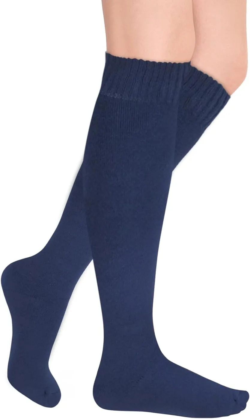 KONY Warm Knee High Socks for Women 3 Pairs, Thick Cotton Cushioned Thermal Long Socks for Hiking Work Gifts