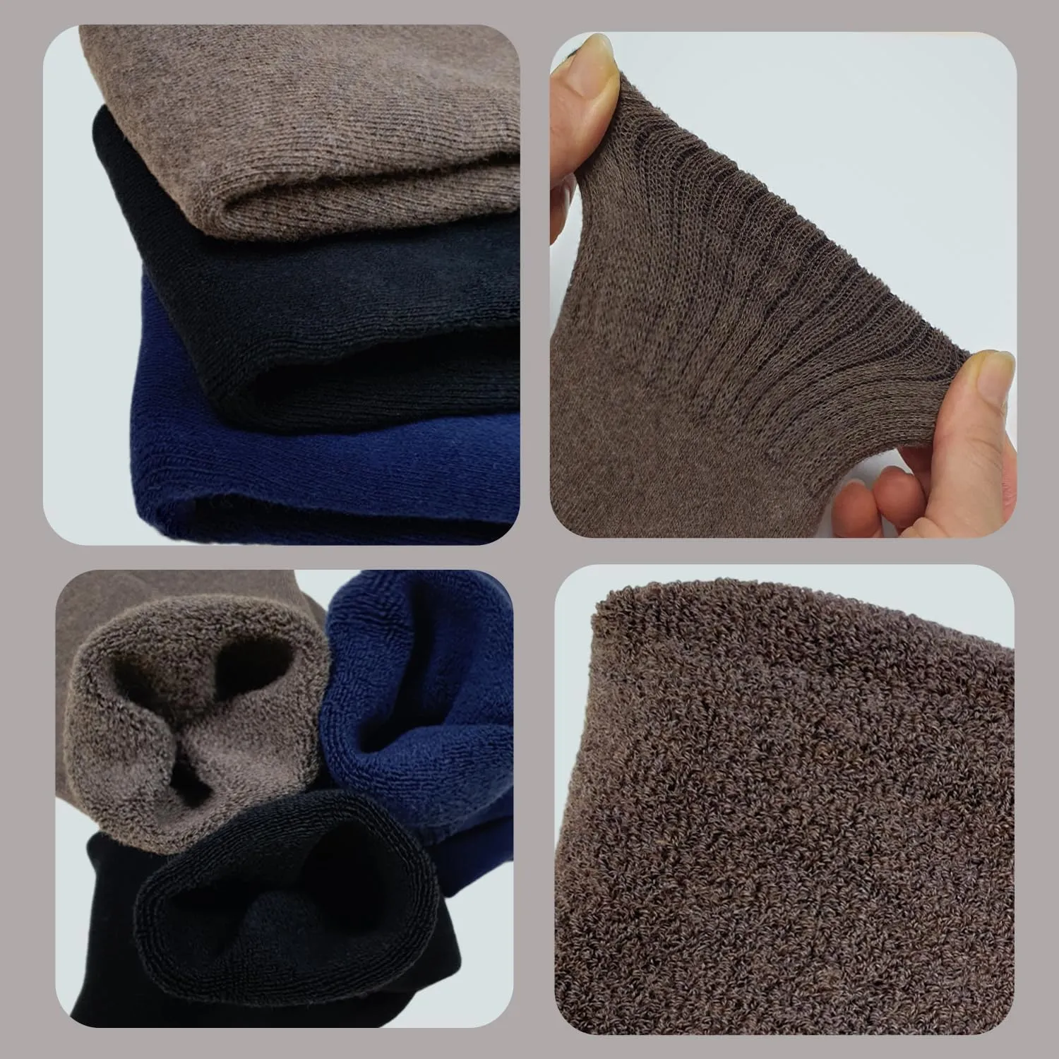 KONY Warm Knee High Socks for Women 3 Pairs, Thick Cotton Cushioned Thermal Long Socks for Hiking Work Gifts
