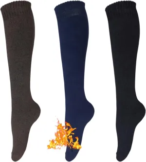 KONY Warm Knee High Socks for Women 3 Pairs, Thick Cotton Cushioned Thermal Long Socks for Hiking Work Gifts