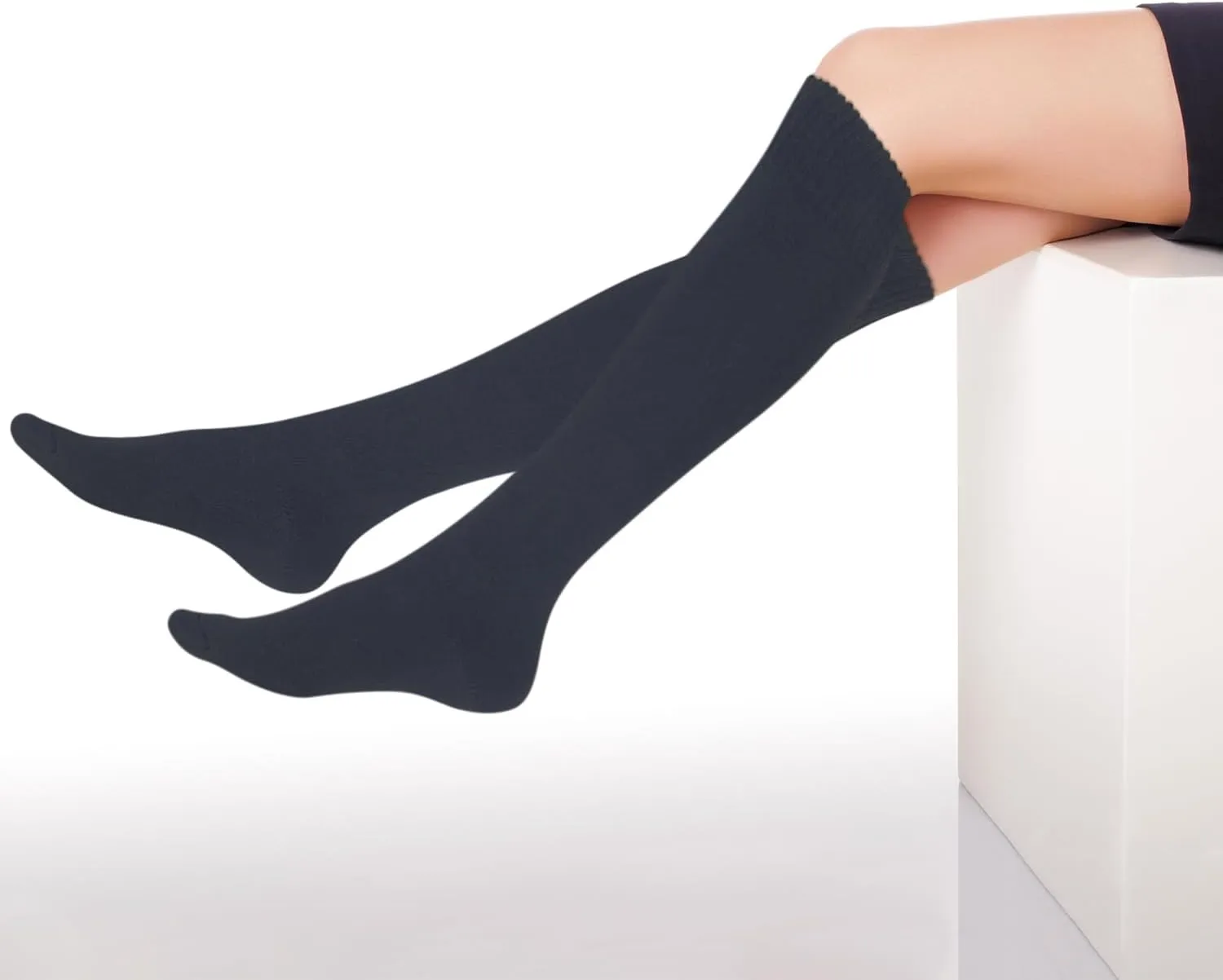KONY Warm Knee High Socks for Women 3 Pairs, Thick Cotton Cushioned Thermal Long Socks for Hiking Work Gifts