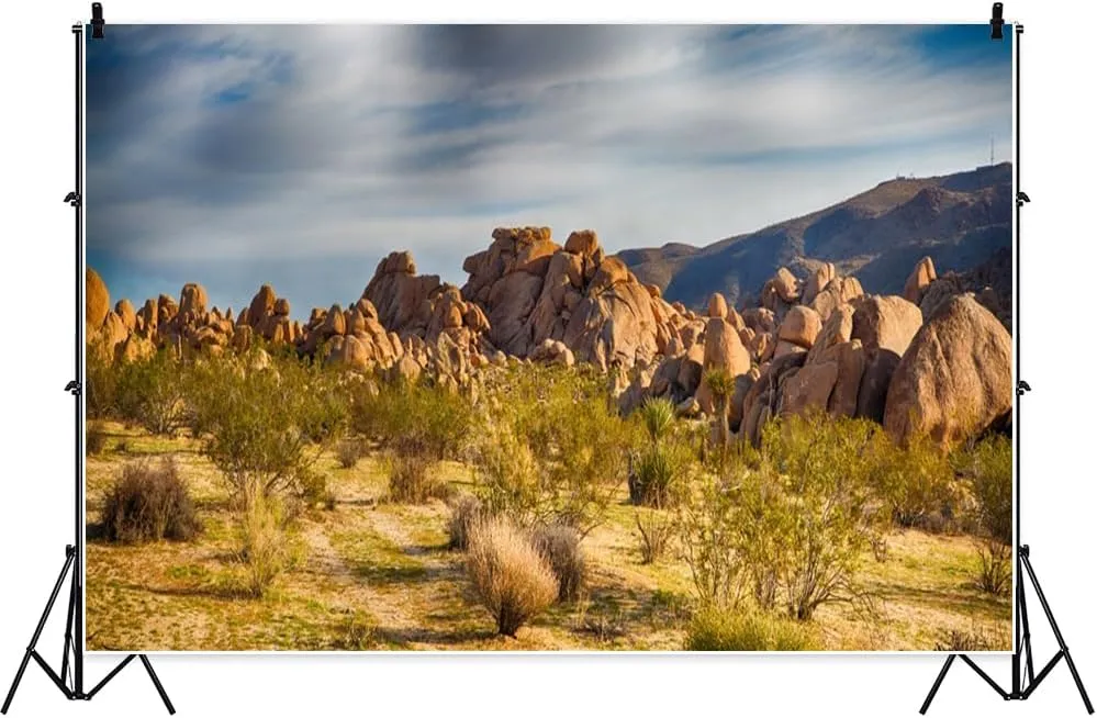 Laeacco Dusk Gobi Desert Scenery Backdrop 10x8ft Setting Sun Weathered Sandstone Rock Climate Mountains Landscape Backdrop Nature Scenery Background Birthday Party Wedding Photo Studio Prop Wallpaper