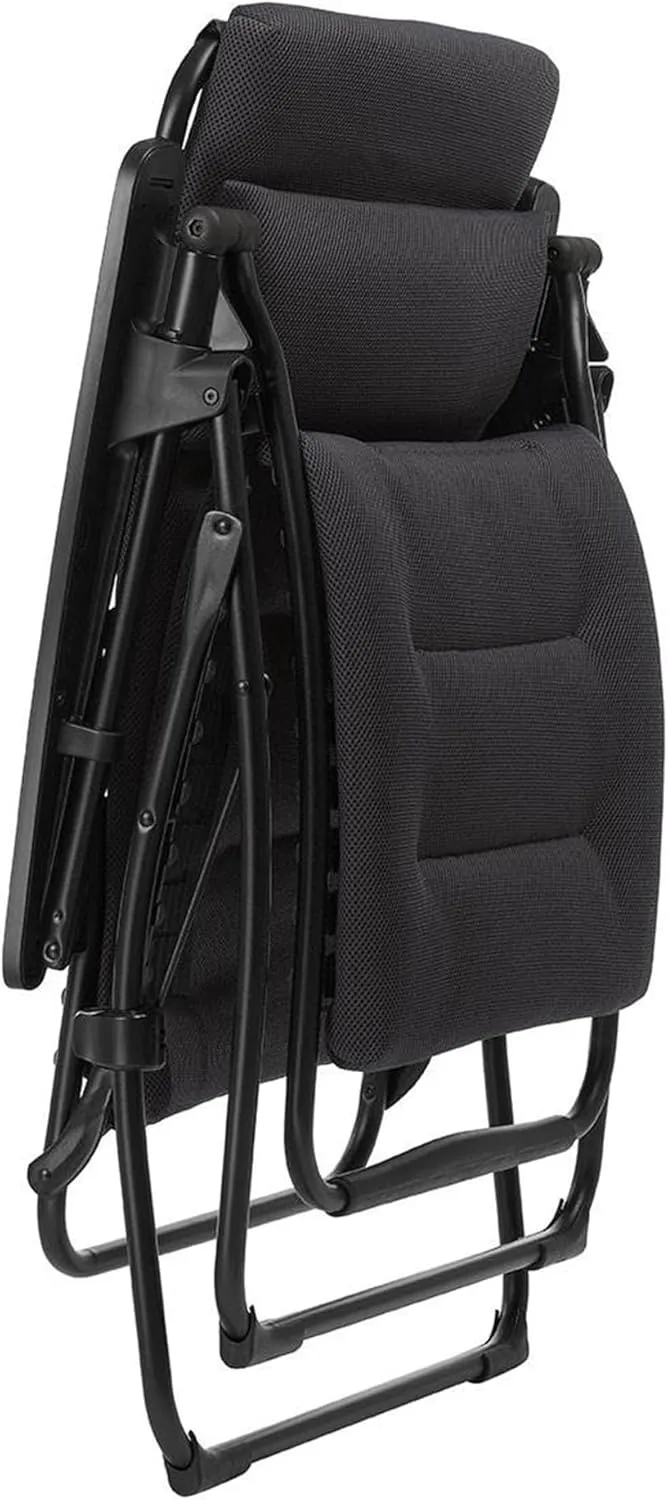 Lafuma Futura Air Comfort Zero Gravity Recliner (Acier Black) Padded Folding Outdoor Reclining Chair