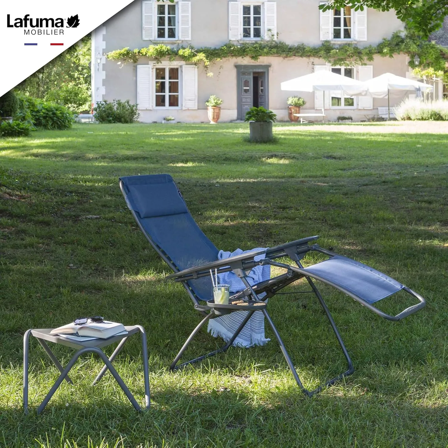 Lafuma LFM3121-8547 Futura XL Zero Gravity Recliner-Basalt Steel Frame, Blue (Ocean)