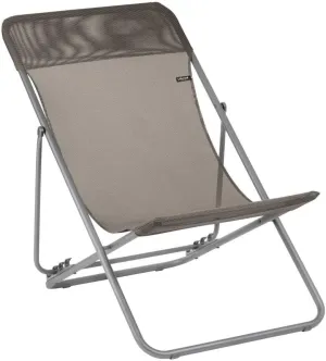 Lafuma Maxi Transat Folding Sling Chair (Graphite Grey Canvas, Set of 2) Foldable Adirondack w/ Titane Steel Frame