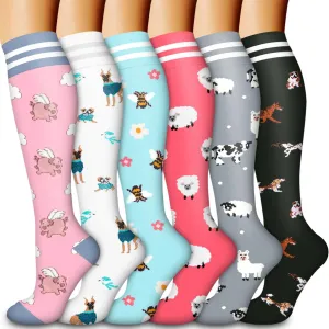 Laite Hebe Compression Socks for Women & Men Circulation(6 pairs)-Graduated Supports Socks for Running, Athletic Sports