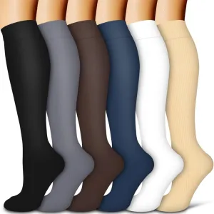 Laite Hebe Compression Socks for Women & Men Circulation(6 pairs)-Graduated Supports Socks for Running, Athletic Sports