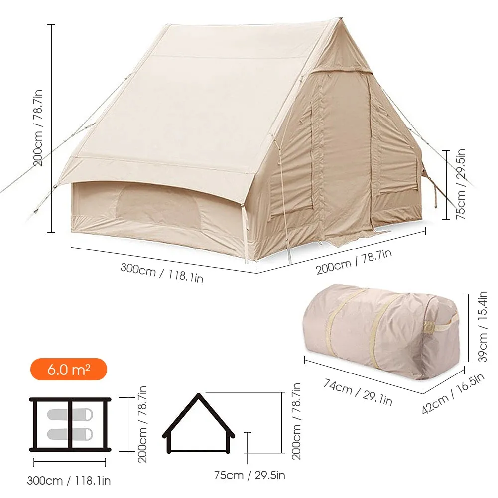 Large Camping Tent Waterproof Inflatable Tent House - 10 Person Family Tent for Hiking, Camping, Backpacking, Beach