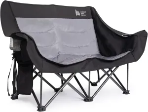 LAUSAINT HOME Double Camping Chair-Oversized Camping Loveseat-Camping Couch for Heavy Duty-Black Outdoor Double Folding Chair-Portable Patio Lawn Chair with Cup Holder