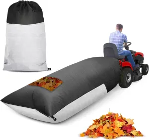 Lawn Tractor Leaf Bag Sewn with Anti-Tear and Waterproof Tarp,78.7 x 51.1IN Heavy Duty Grass Catcher Bag with Breathable Bottom and Zipper, 420D Leaves Collector for Riding Lawn Mower