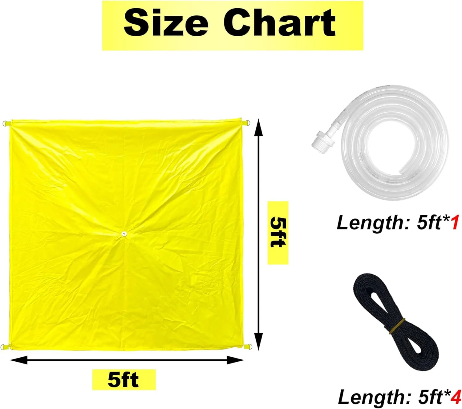 Leak Diverter Tarp with Hose 5' X 5' Roof Leak Diverter with Hose Heavy Duty Ceiling Water Leak Catcher