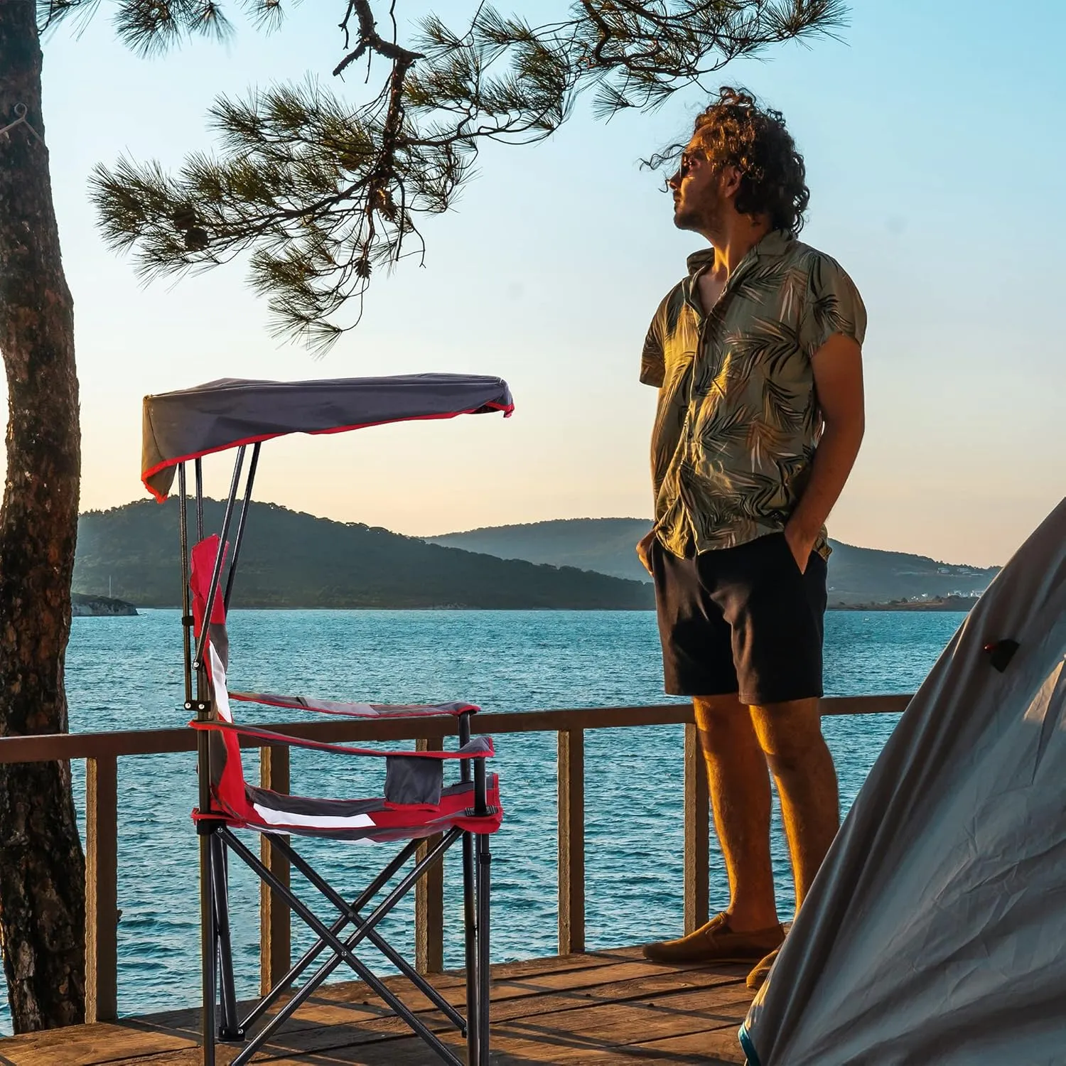 LET'S CAMP Camp Chair with Shade Canopy Folding Camping Chair with Cup Holder and Carry Bag for Outdoor Camping Hiking Beach, Heavy Duty 350 LBS,2 Pack