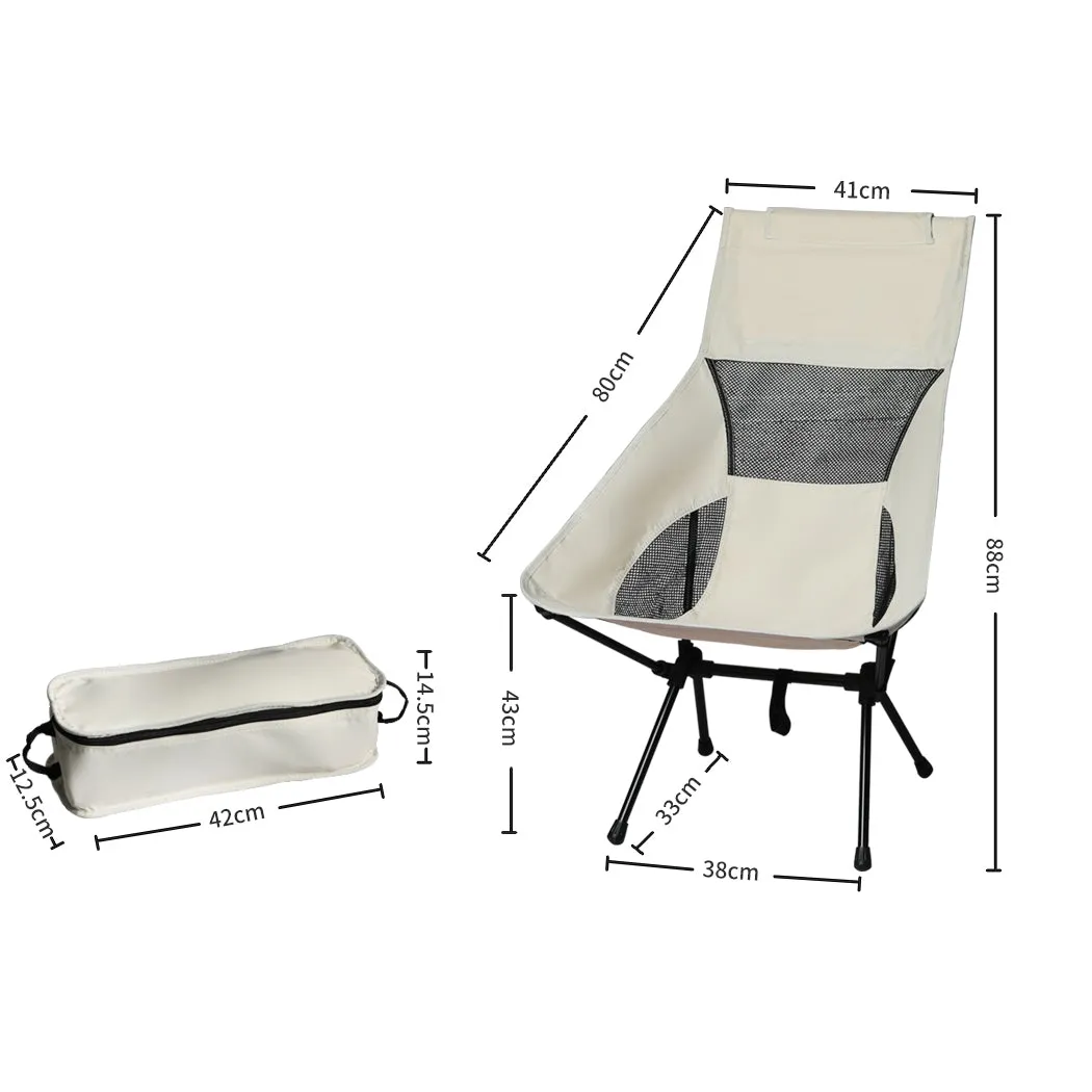 Levede Camping Chair Folding Outdoor Large Beige-WA_Metro