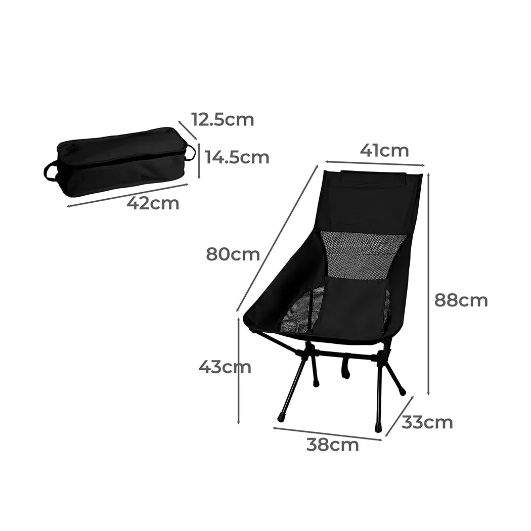 Levede Camping Chair Folding Outdoor Large Black-VIC_Rural