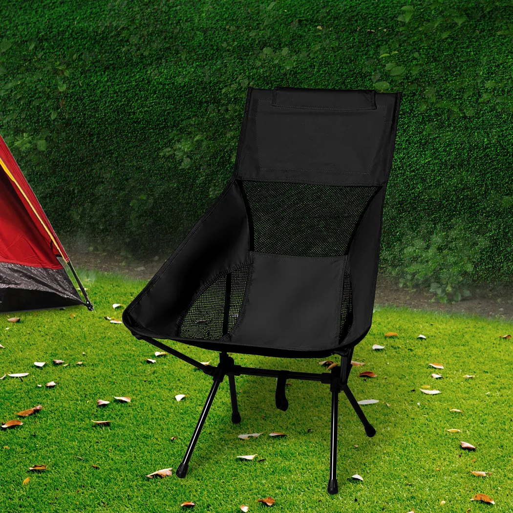 Levede Camping Chair Folding Outdoor Large Black-VIC_Rural