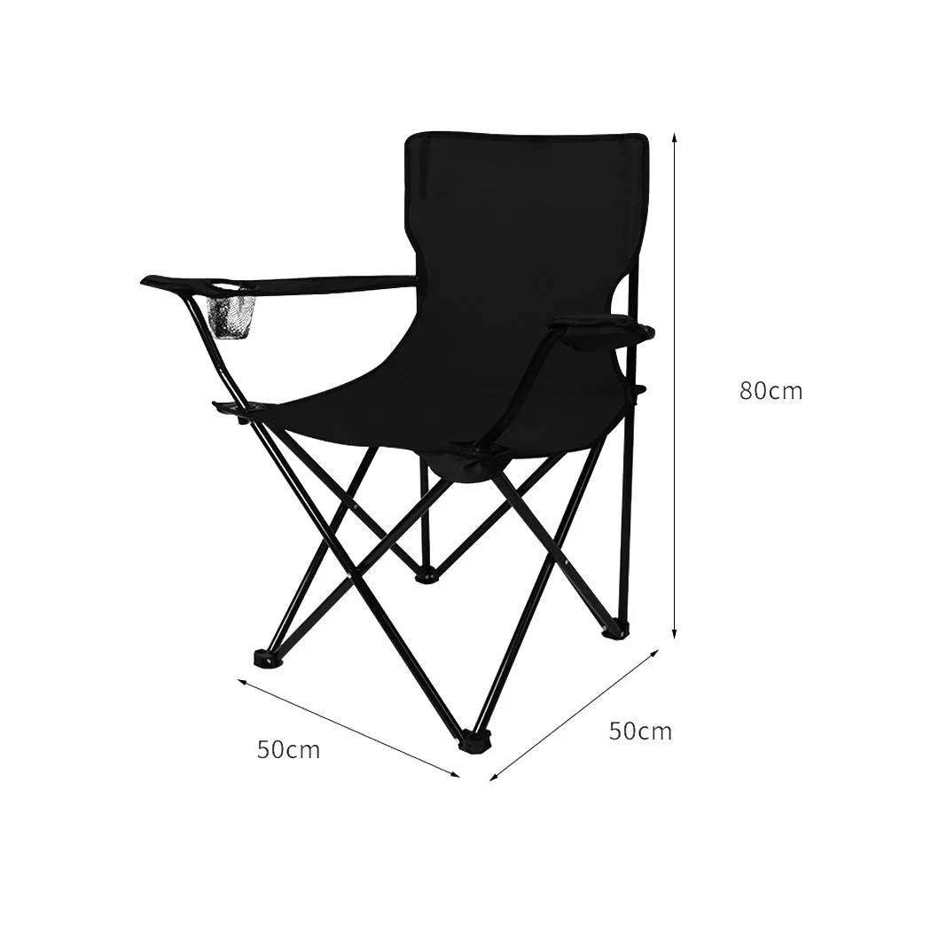 Levede Camping Chairs Folding Arm Foldable Black-SA_Metro