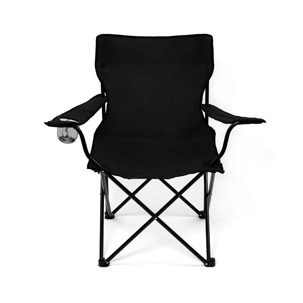 Levede Camping Chairs Folding Arm Foldable Black-SA_Metro