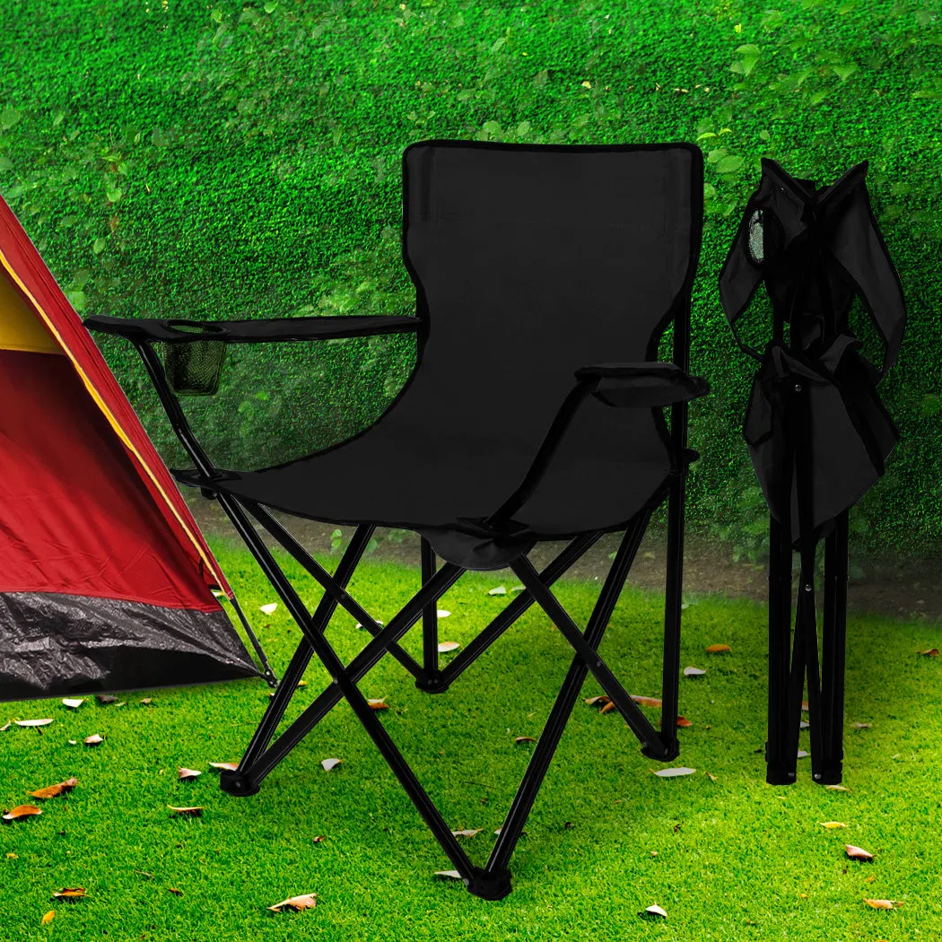 Levede Camping Chairs Folding Arm Foldable Black-SA_Metro