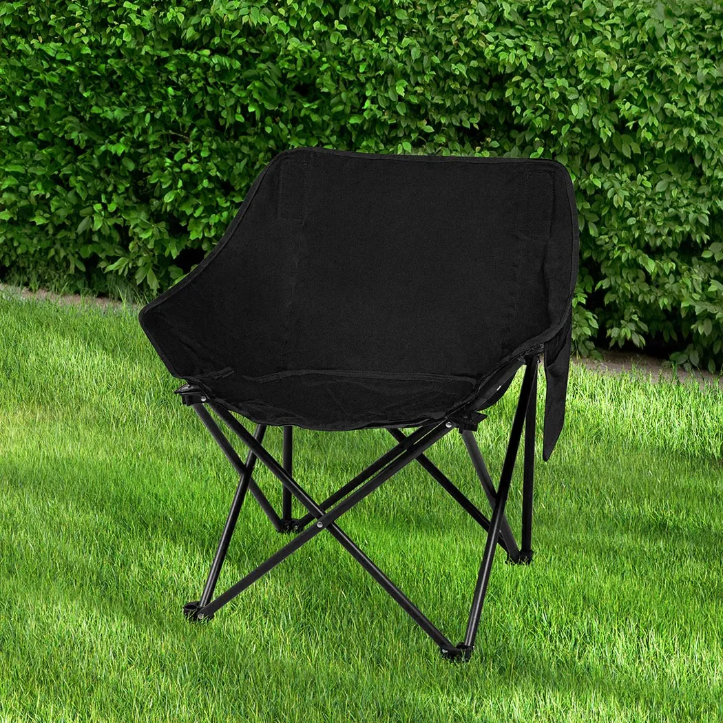 Levede Folding Camping Moon Chair Lightweight Black-TAS_Rural